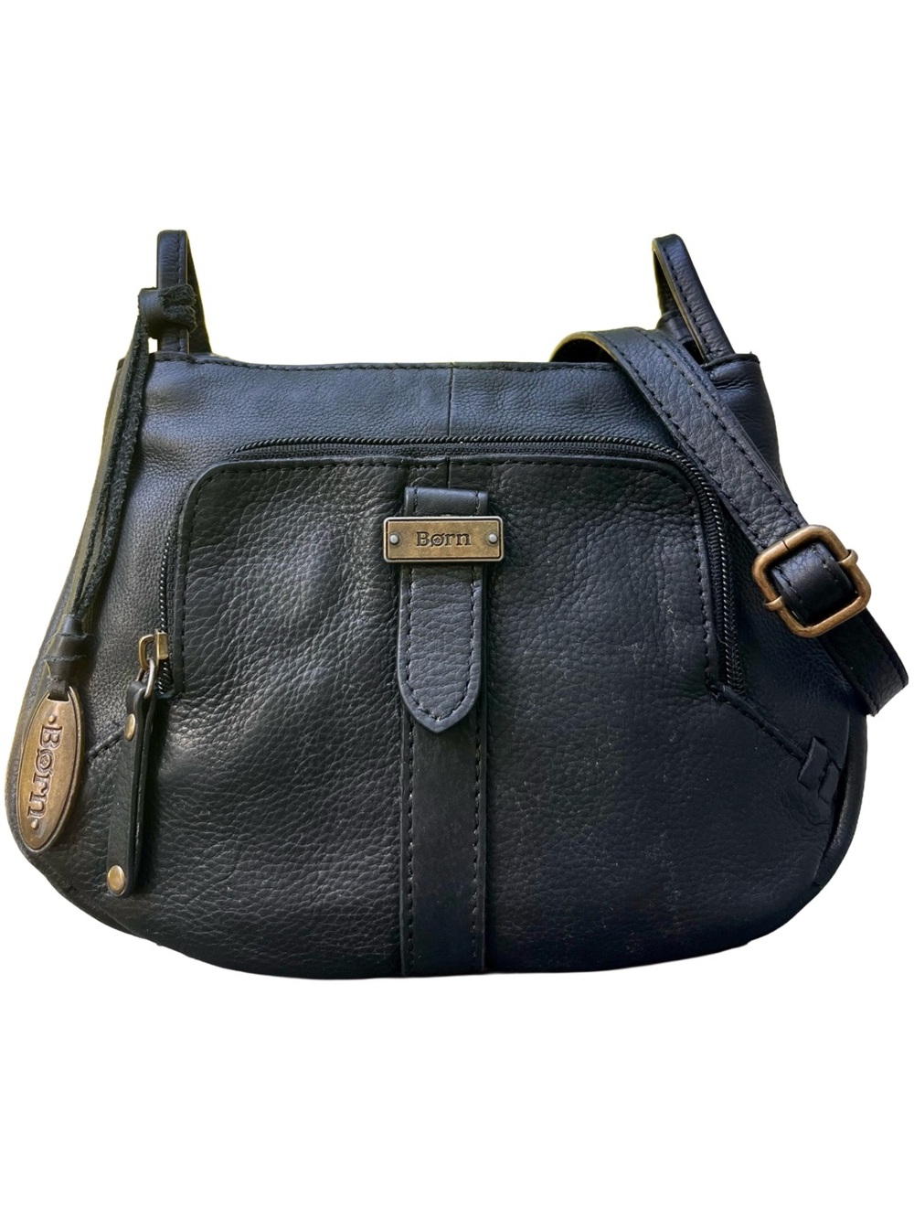 Born Genuine Leather Black Crossbody Purse